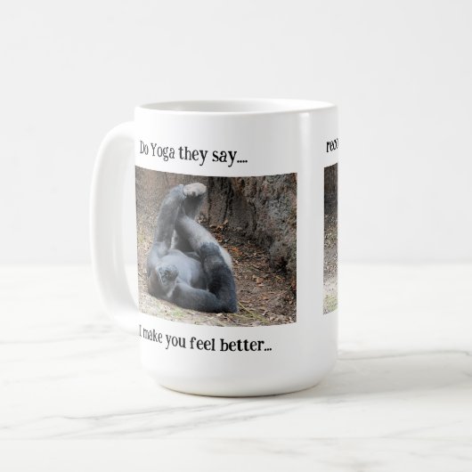 ゴリおもしろいラマグ：ヨガをやれ….. コーヒーマグカップ (正面左)