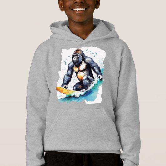 ゴリラおもしろいサーフィンTシャツ (正面)