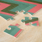 ゴリラおもしろいピンクグリーンシェブロンパズル ジグソーパズル (側面)