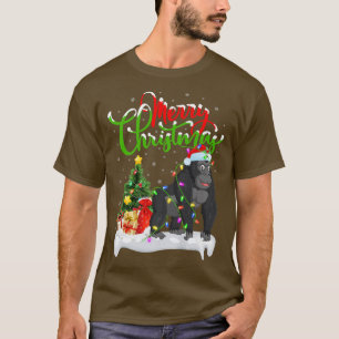 ゴリラおもしろい動物愛好家クリスマス照明ゴリラC Tシャツ