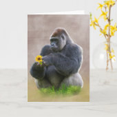 ゴリラおよび黄色いデイジー カード (黄色い花)