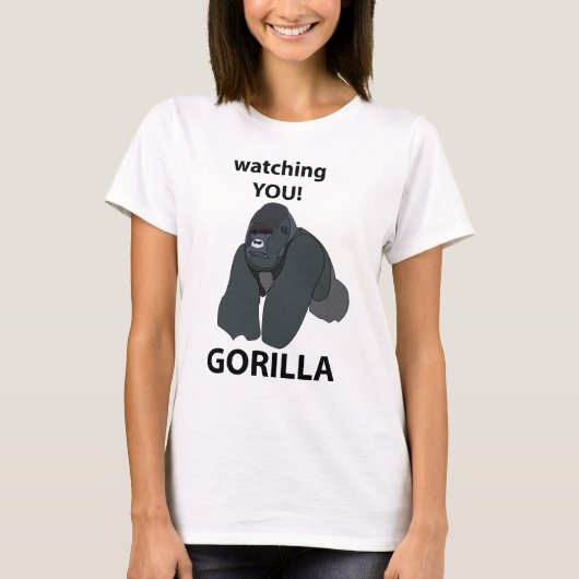ゴリラがあなたを見ている面白いゴリラ Tシャツ (正面)