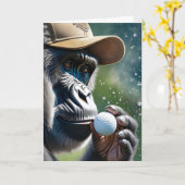 ゴリラがゴルフをプレイ中に幸運のキス カード (黄色い花)
