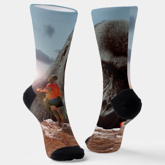 ゴリラとクルーのソックス付きランチタイム ソックス (傾斜あり)