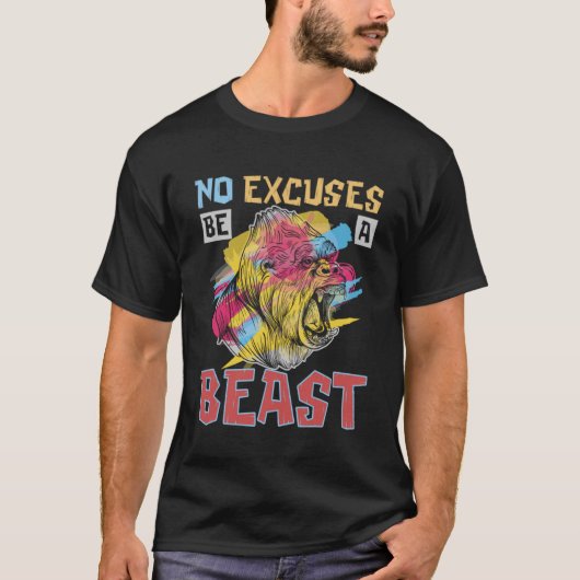 ゴリラとサルにとって言い訳は無い Tシャツ (正面)