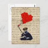 ゴリラとハート風船 ポストカード (正面/裏面)