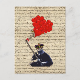 ゴリラとハート風船 ポストカード