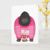 ゴリラとピグマイマーモセット感謝していビック・ユー・カード カード (黄色い花)