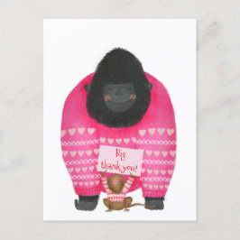 ゴリラとピグミーマーモセットの「大きな感謝」ポストカード ポストカード