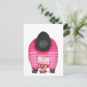 ゴリラとピグミーマーモセットの「大きな感謝」ポストカード ポストカード (スタンド正面)