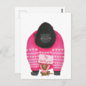 ゴリラとピグミーマーモセットの「大きな感謝」ポストカード ポストカード (正面/裏面)