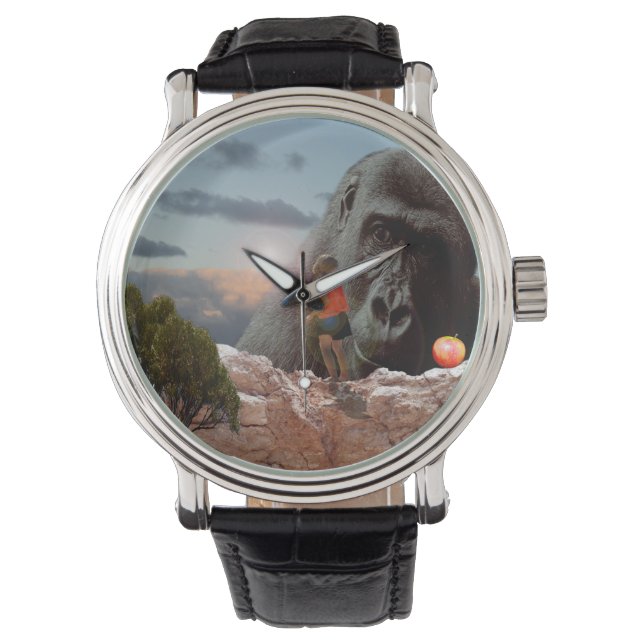 ゴリラとリンゴを分け 腕時計 (正面)