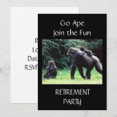 **ゴリラと一緒にお祝い** 家族の退職パーティーご招待 招待状 (正面/裏面)