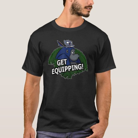 ゴリラと猫のデザインを手に入れろ Tシャツ (正面)