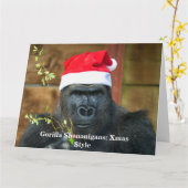 ゴリラのいたずら：クリスマススタイル カード (黄色い花)