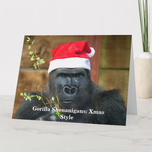 ゴリラのいたずら：クリスマススタイル カード (正面)