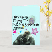 ゴリラのおもしろい誕生日 カード (黄色い花)