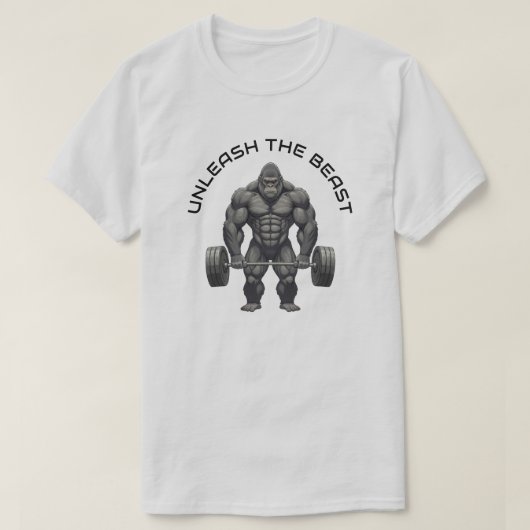 ゴリラのウエイトリフティング Tシャツ (デザイン正面)