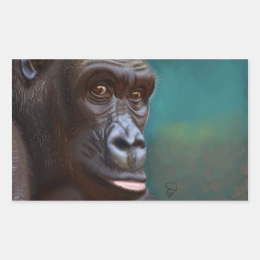 ゴリラのシール 長方形シール (正面)