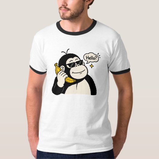 ゴリラのバナナ電話Tシャツ Tシャツ (正面)