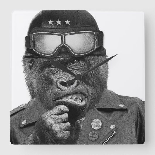 ゴリラの人 スクエア壁時計 (正面)