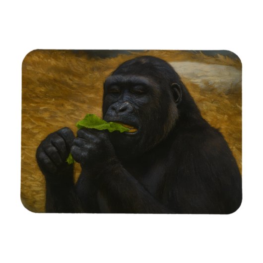 ゴリラの優雅 - 写実的な野生動物の肖像画 マグネット (横)