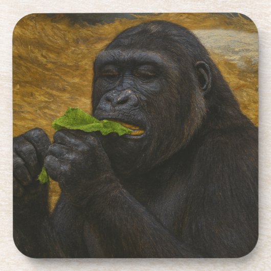 ゴリラの優雅 - 写実的な野生動物の肖像 コースター (正面)