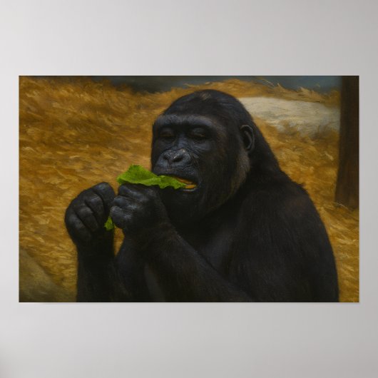 ゴリラの優雅 - 写実的な野生動物の肖像 ポスター (正面)