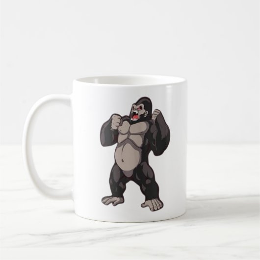 ゴリラの吠える類人猿 サル コーヒーマグカップ (左)