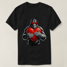 ゴリラの愛ハートイラスト Tシャツ