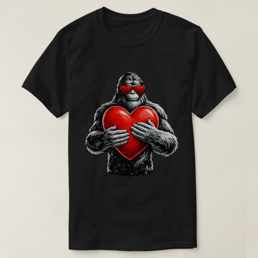 ゴリラの愛ハートイラスト Tシャツ (デザイン正面)