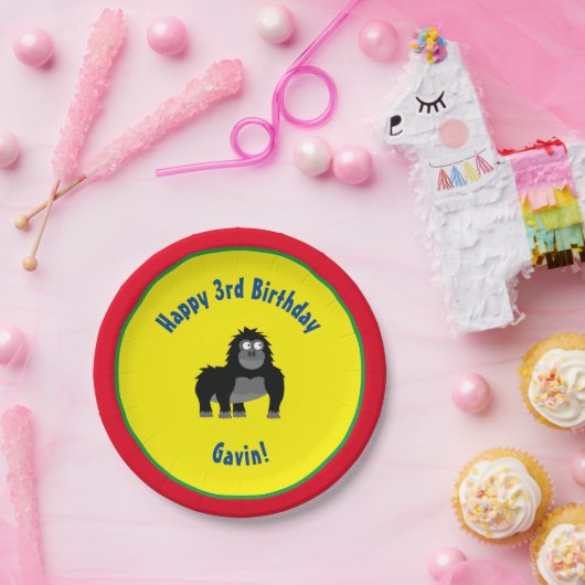 ゴリラの紙皿の動物の誕生会 ペーパープレート (パーティー)