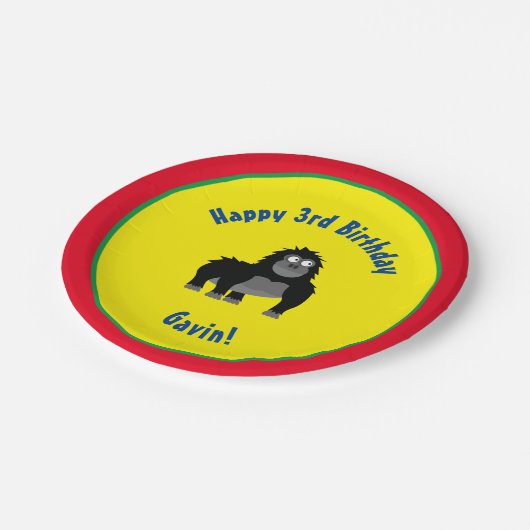 ゴリラの紙皿の動物の誕生会 ペーパープレート (アングル)