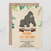 ゴリラの誕生日シャワーの招待状 シーズンカード (正面/裏面)