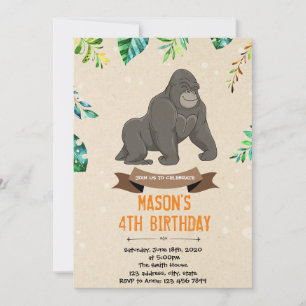 ゴリラの誕生日シャワーの招待状 シーズンカード