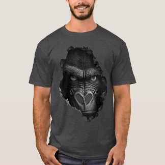 ゴリラの顔の壁のアニマルプリントアート 動物好きに贈るギフト Tシャツ