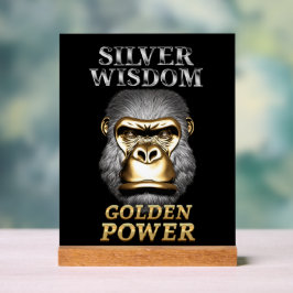 ゴリラは金ゴールドとシルバーで頭を下げて家に持ち帰る アクリルサイン