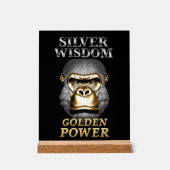 ゴリラは金ゴールドとシルバーで頭を下げて家に持ち帰る アクリルサイン (正面)