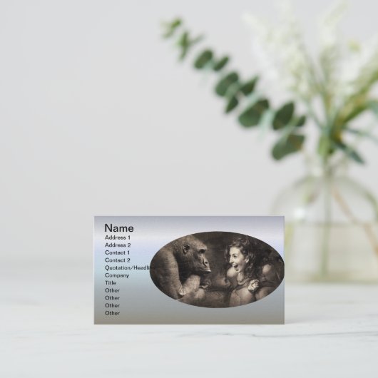 ゴリラを笑わせる女性 名刺 (スタンド正面)