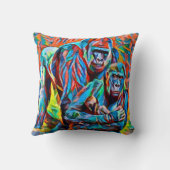 ゴリラアペファミリー抽象芸術野生動物芸術  クッション (裏面)