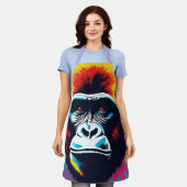 ゴリラアポップ・アートのートカートゥーンスケッチ エプロン (着用した状態)