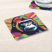ゴリラアポップ・アートのートカートゥーンスケッチ スクエアペーパーコースター (アングル)