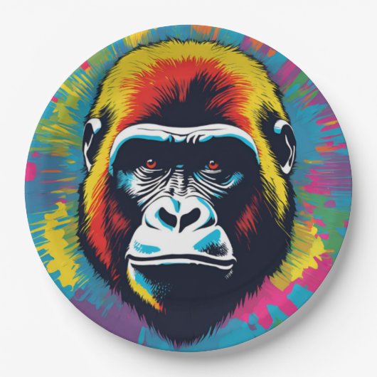 ゴリラアポップ・アートのートカートゥーンスケッチ ペーパープレート (正面)