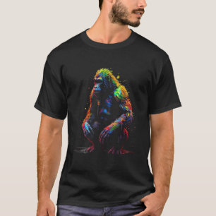 ゴリラカラフルアートワーク動物モンキー動物園ゴリル Tシャツ