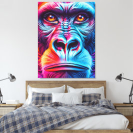 ゴリラカラフルウォールアートプリント- Gorilla Monkey キャンバスプリント