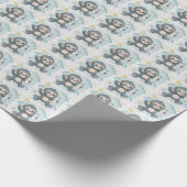 ゴリラキュートベビーパステルウォーターカラーパターン ラッピングペーパー (角)