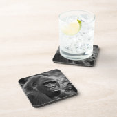 ゴリラクローズアップブラックアンドホワイトポートレート コースター (右側)
