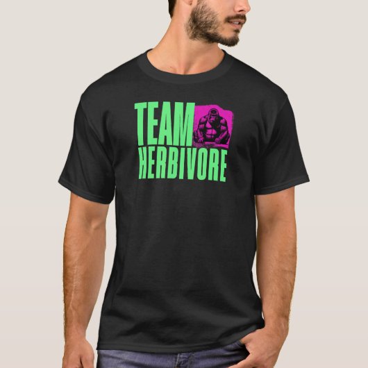 ゴリラグリーン、草食系チーム - ヴィーガンストロング Tシャツ (正面)