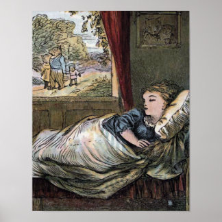 ゴリラックスがリトルベアのベッドで寝ている ポスター