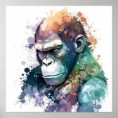 ゴリラテープポートレート動物絵を描の野生生物フリー ポスター (正面)